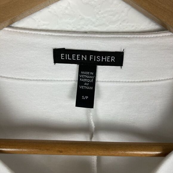 Eileen Fisher White Organic Cotton Ponte Zip-Front Jacket Sz Small Petite​​​ - Picture 5 of 5